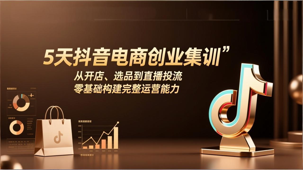 5天抖音电商创业集训：从开店、选品到直播投流，零基础构建完整运营能力-网创之家