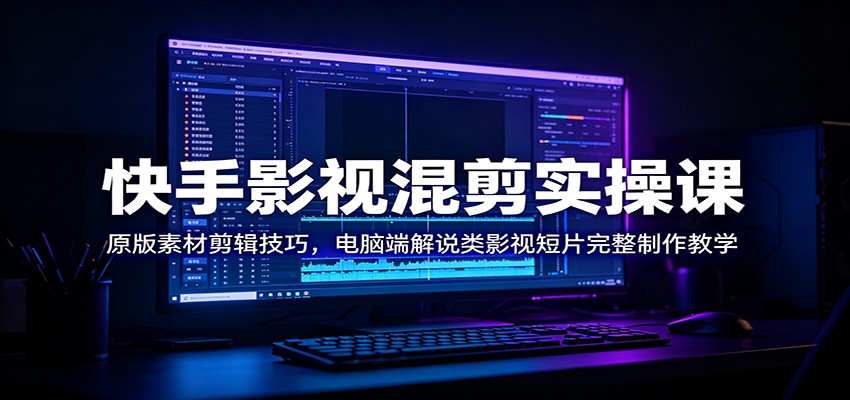 快手影视混剪实操课：原版素材剪辑技巧，电脑端解说类影视短片完整制作教学-网创之家