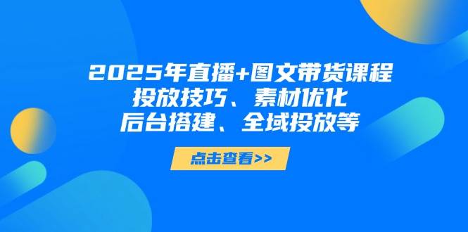 2025年短视频图文带货+直播带货：投放技巧、素材优化、后台搭建、全域投放等-网创之家