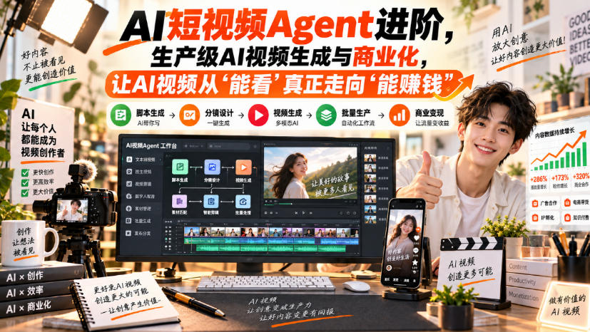 AI短视频Agent进阶，生产级AI视频生成与商业化，让AI视频从”能看”真正走向”能賺钱”-网创之家