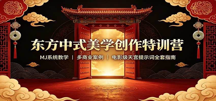 东方中式美学创作特训营：MJ系统教学，多商业案例，电影级天宫提示词全套指南-网创之家