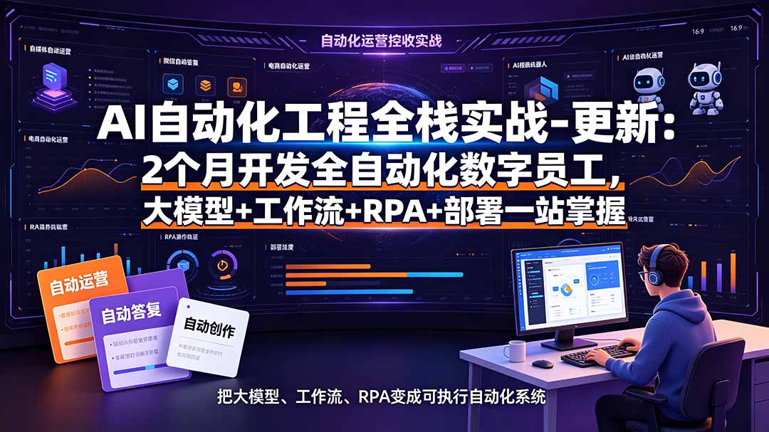 AI自动化工程全栈实战-更新：2个月开发全自动化数字员工，大模型+工作流+RPA+部署一站式掌握-网创之家