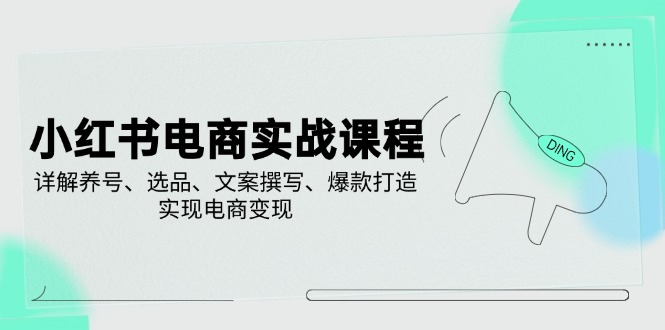 小红书电商实战课程，详解养号、选品、文案撰写、爆款打造，实现电商变现-网创之家