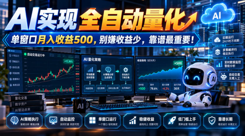 AI实现全自动量化，单窗口月入收益500，别嫌收益少，靠谱最重要！【揭秘】-网创之家