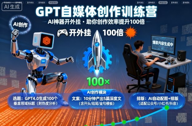 GPT自媒体创作训练营：AI神器开外挂，助你创作效率提升100倍-网创之家