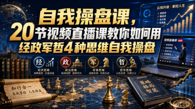【无水印】自我操盘课，20节视频直播课教你如何用经政军哲4种思维自我操盘(更新0924)-网创之家