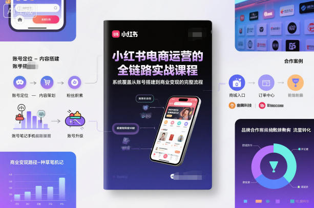 小红书电商运营的全链路实战课程,系统覆盖从账号搭建到商业变现的完整流程-网创之家