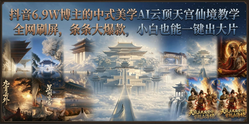 抖音6.9W博主的中式美学AI云顶天宫仙境教学，全网刷屏，条条大爆款，小白也能一键出大片-网创之家