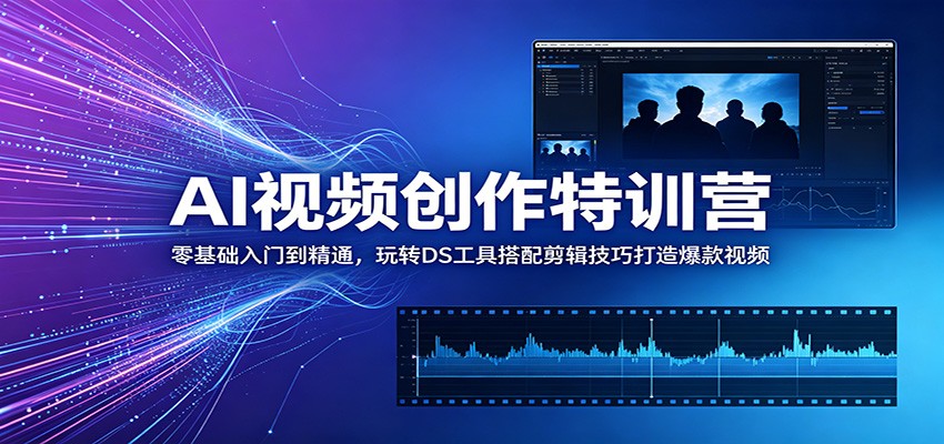 AI视频创作特训营：零基础入门到精通，玩转DS工具搭配剪辑技巧打造爆款视频-网创之家