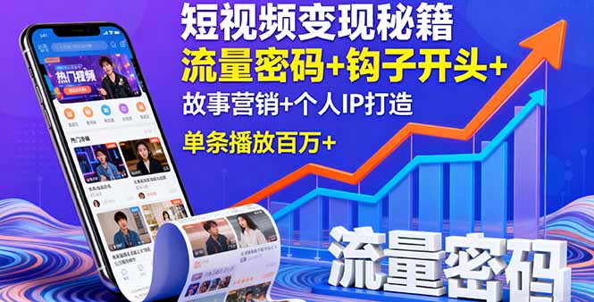 短视频变现秘籍,流量密码+钩子开头+故事营销+个人IP打造,单条播放百万+-网创之家