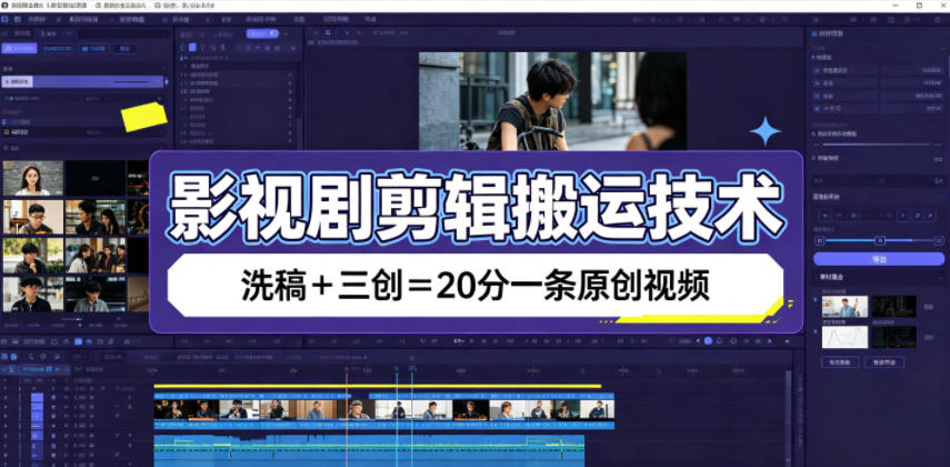 影视剧剪辑搬运技术，洗稿+三创=20分一条原创视频-网创之家