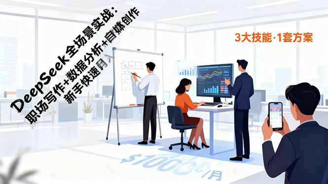 DeepSeek全场景实战:职场写作+数据分析+自媒体创作,新手快速月入过万-网创之家