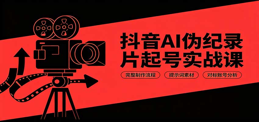 抖音AI伪纪录片起号实战课：完整制作流程，提示词素材，对标账号分析-网创之家