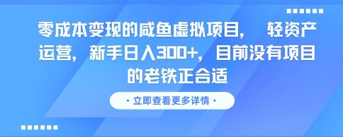 零成本变现的咸鱼虚拟项目， 轻资产运营，新手日入3张+，目前没有项目的老铁正合适-网创之家