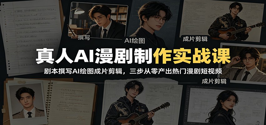 真人AI漫剧制作实战课：剧本撰写AI绘图成片剪辑，三步从零产出热门漫剧短视频-网创之家