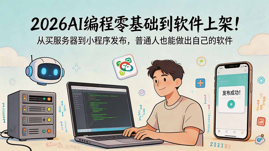 2026AI编程零基础到软件上架！从买服务器到小程序发布，普通人也能做出自己的软件-网创之家