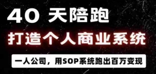 40天陪跑打造个人商业系统，一人公司，用SOP系统跑出百W变现-网创之家