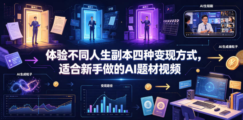 体验不同人生副本四种变现方式，适合新手做的AI题材视频-网创之家