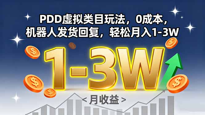 PDD虚拟类目玩法,0成本,机器人发货回复,轻松月入1-3W-网创之家