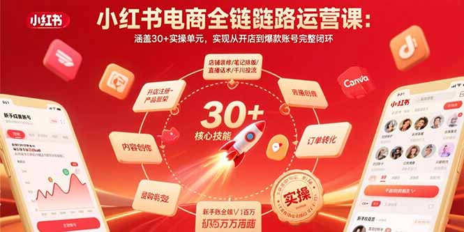 小红书电商全链路运营课:涵盖30+实操单元,实现从开店到爆款账号完整闭环-网创之家
