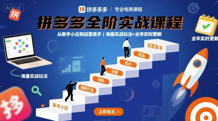 拼多多全阶实战课程,从新手小白到运营高手,海量实战玩法+全年实时更新【2025年10月更新】-网创之家