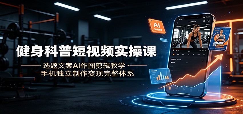 健身科普短视频实操课：选题文案AI作图剪辑教学，手机独立制作变现完整体系-网创之家