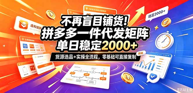 不再盲目铺货！拼多多一件代发矩阵落地攻略，提供优质货源店铺运营全流程，零基础可直接复制-网创之家