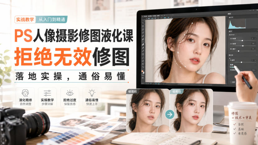 PS人像摄影修图液化课，拒绝无效修图，落地实操，通俗易懂-网创之家