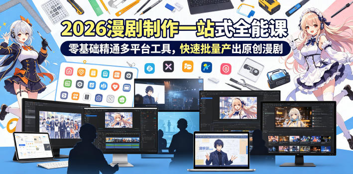 2026 AI漫剧制作一站式全能课，零基础精通多平台工具，快速批量产出原创漫剧-网创之家