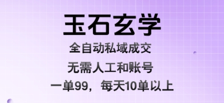 玉石玄学全自动私域成交，一单99每天十单以上，无需人工和矩阵账号，蓝海项目直接干【揭秘】-网创之家