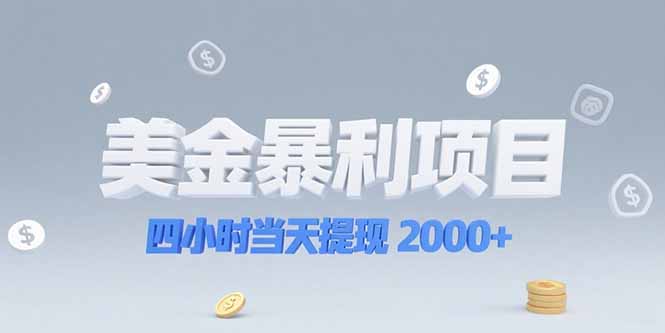 美金暴利项目，四小时当天提现 2000+机会留给会选赛道的人-网创之家