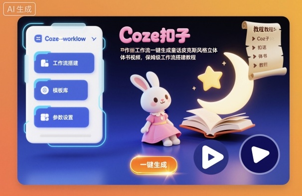 Coze扣子工作流一键生成童话皮克斯风格立体书视频，保姆级工作流搭建教程-网创之家
