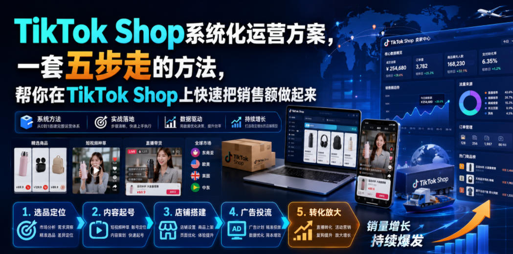 TikTok Shop系统化运营方案,一套五步走的方法,帮你在TikTok Shop上快速把销售额做起来【原创双语字幕】-网创之家