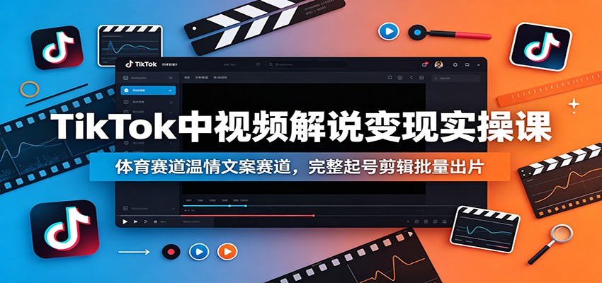 TikTok中视频解说变现实操课：体育赛道温情文案赛道，完整起号剪辑批量出片-网创之家