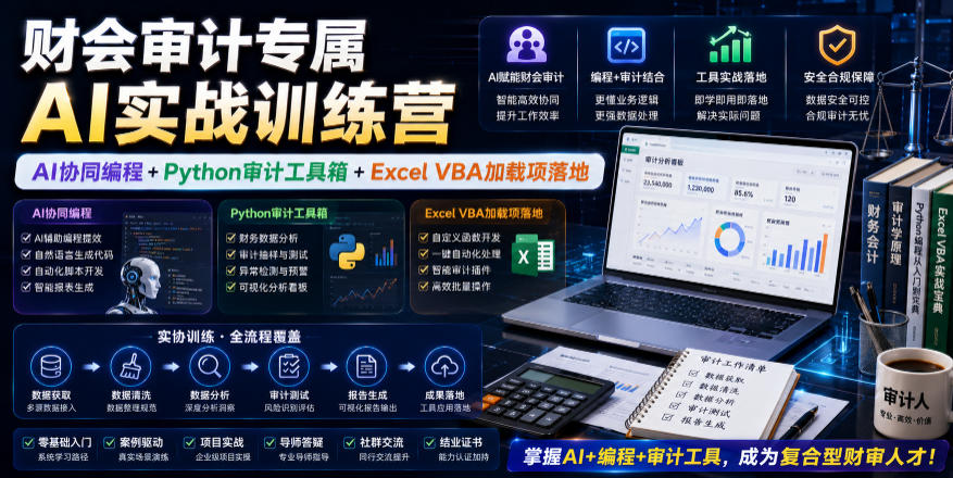 财会审计专属AI实战训练营｜AI协同编程+Python审计工具箱+Excel VBA加载项落地-网创之家