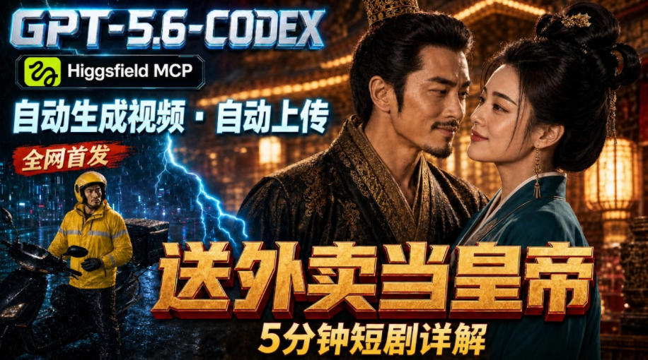 GPT-5.6 Codex+Higgsfield MCP：一条指令生成5分钟短剧并自动上传YouTube(油管)-网创之家
