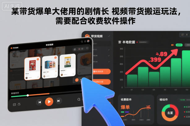 某带货爆单大佬用的剧情长视频带货搬运玩法,需要配合收费软件操作-网创之家