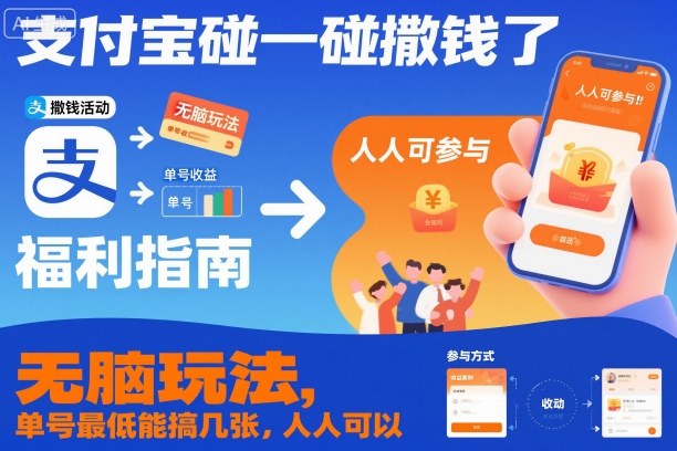 支付宝碰一碰撒钱了,无脑玩法,单号最低能搞几张,人人可以撸【揭秘】-网创之家