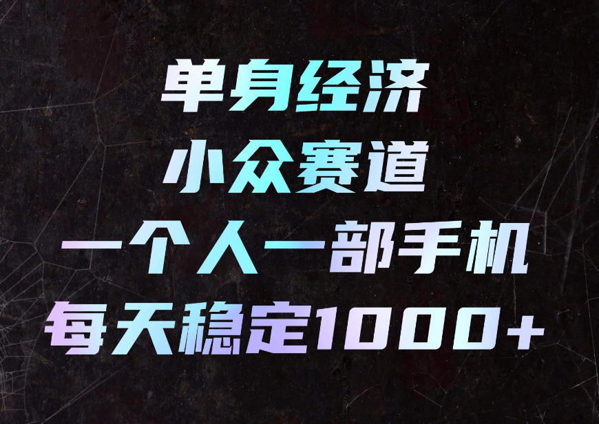 单身经济小众赛道，一个人一部手机，每天稳定1000+，利用下班碎片时间即可【揭秘】-网创之家