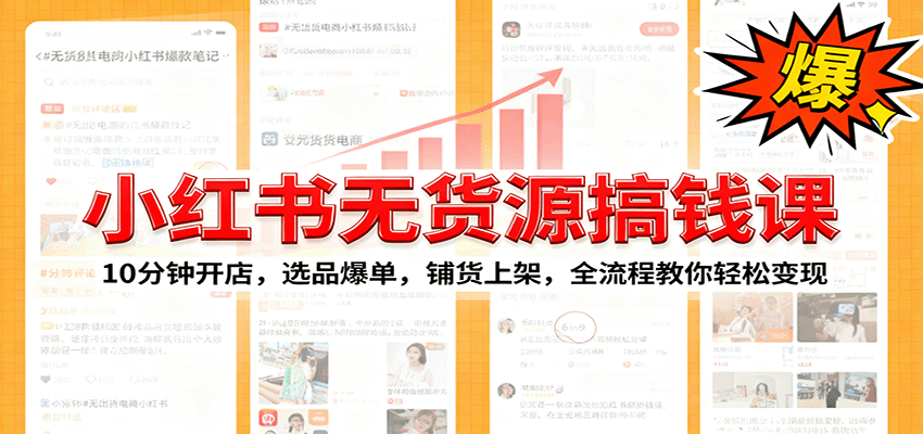 小红书无货源爆单课：10分钟开店，选品爆单，铺货上架，全流程教你轻松变现-网创之家
