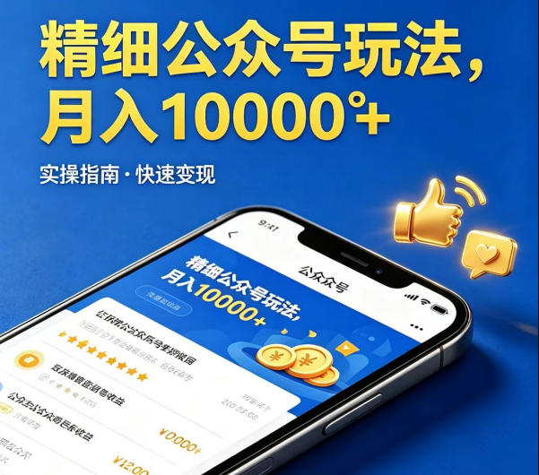 精细化公众号玩法，我们给你提供文章，你来负责发布，收益可观，月入1W+【揭秘】-网创之家