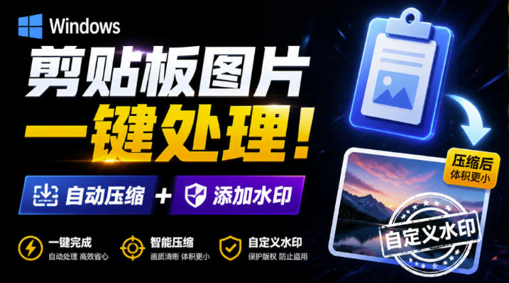 Windows剪贴板复制图片后，体积会暴涨数百倍？剪贴板图片一键自动压缩及添加水印工具-网创之家