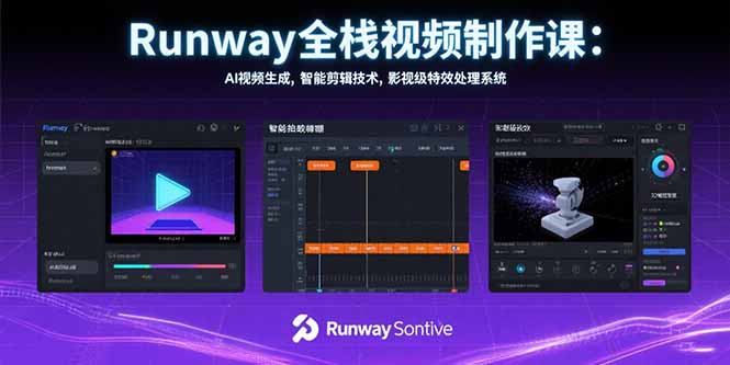 Runway全栈视频制作课:AI视频生成,智能剪辑技术,影视级特效处理系统-网创之家