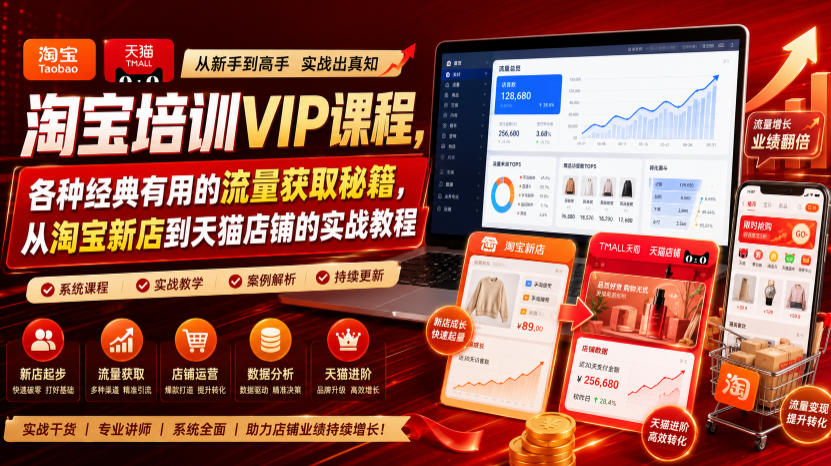 淘宝培训VIP课程,各种经典有用的流量获取秘籍,从淘宝新店到天猫店铺的实战教程(更新7月29日)-网创之家