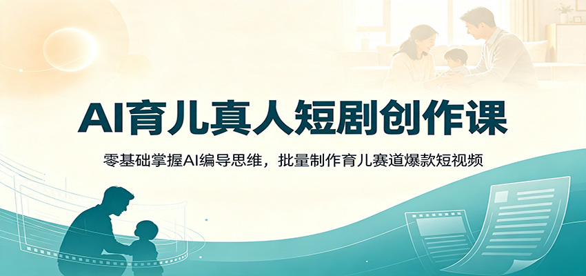 AI育儿真人短剧创作课：零基础掌握AI编导思维，批量制作育儿赛道爆款短视频-网创之家