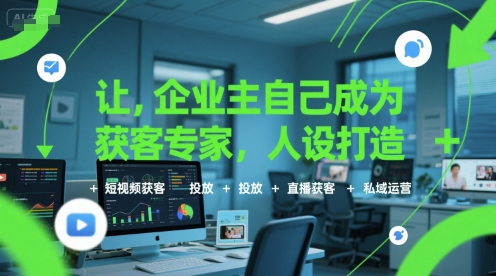 让企业主自己成为获客专家,人设打造+短视频获客+投放+直播获客+私域运营-网创之家