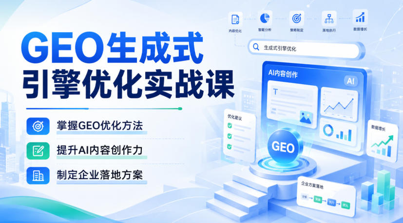 GEO生成式引擎优化实战课，掌握GEO优化方法，提升AI内容创作力，制定企业落地方案-网创之家