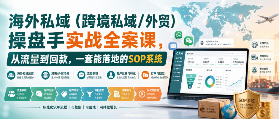 海外私域(跨境私域/外贸)操盘手实战全案课，从流量到回款，一套能落地的SOP系统-网创之家