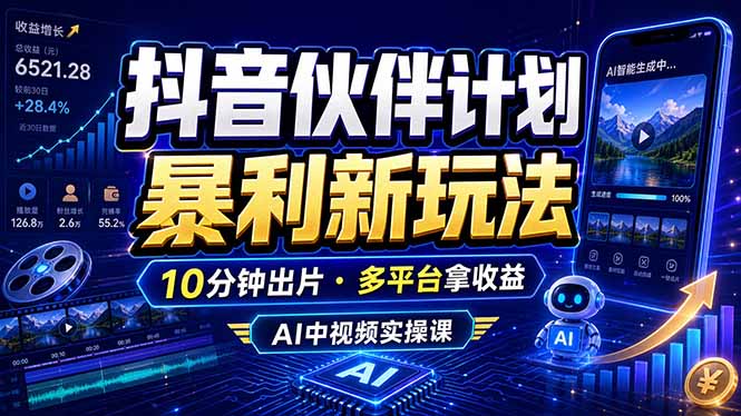 抖音伙伴计划最新玩法，无需配音剪辑，10分钟出一条原创视频，轻松日入三位数-网创之家