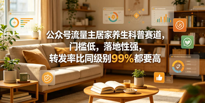 公众号流量主居家养生科普赛道，门槛低，落地性强，转发率比同级别99％都要高-网创之家